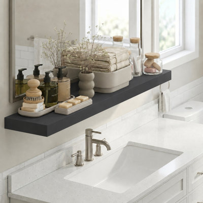 Étagères murales flottantes, étagère murale de salle de bain 9 x 47, rangements muraux avec fixations invisibles, étagère de 2 pouces d'épaisseur, pour salle de bain, salon, style américain