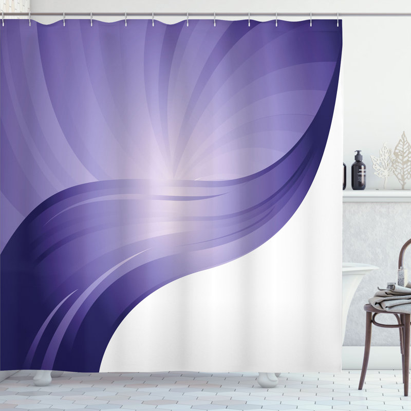 Ensemble de rideau de douche + crochets, H 75 po x l 69 po, Bleu / violet