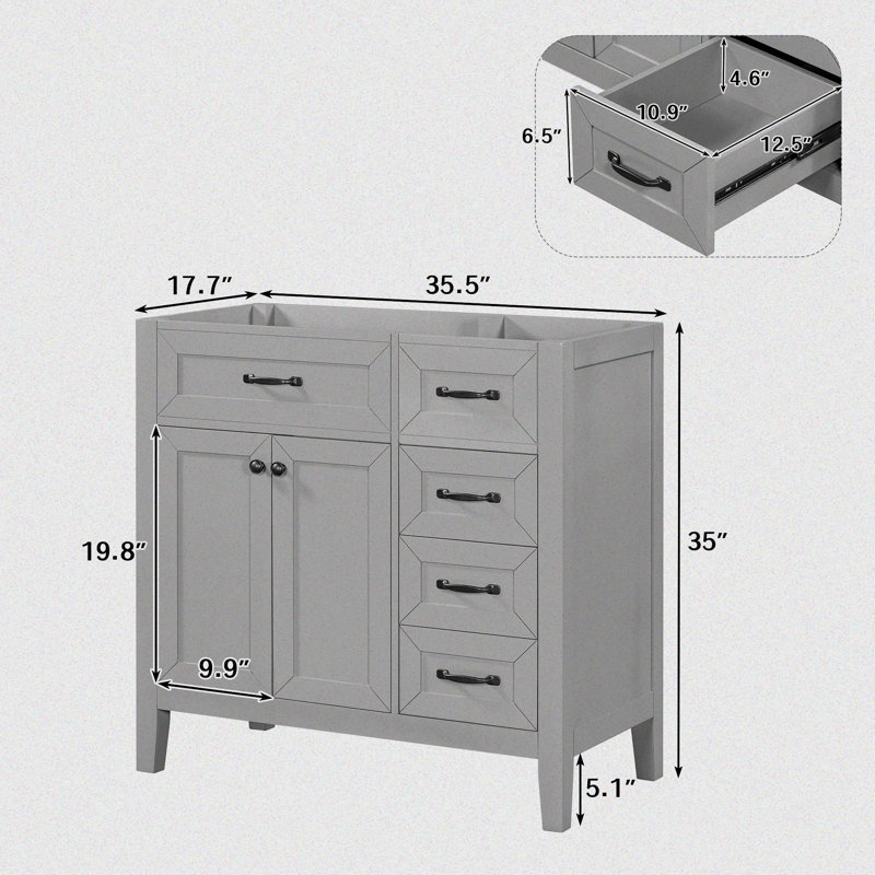 35.51'' Single Bathroom Vanity Base Only, White