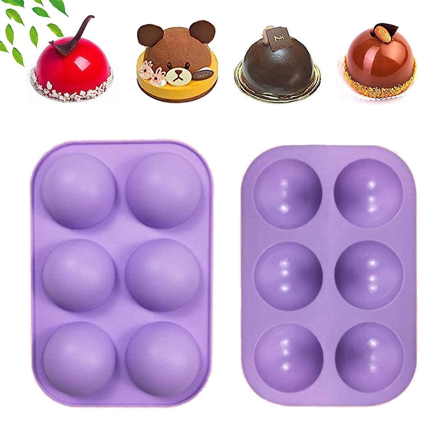 Aptoco 8 Piece 6 Cup Non-Stick Chocolate Molds Silicone Molds for Baking