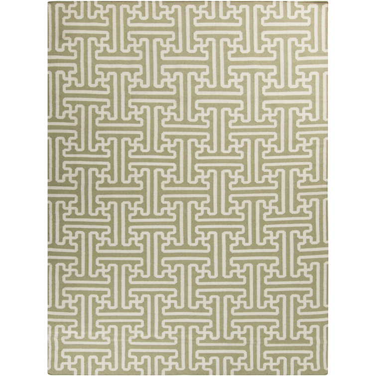 Tapis en laine verte handwoven archive