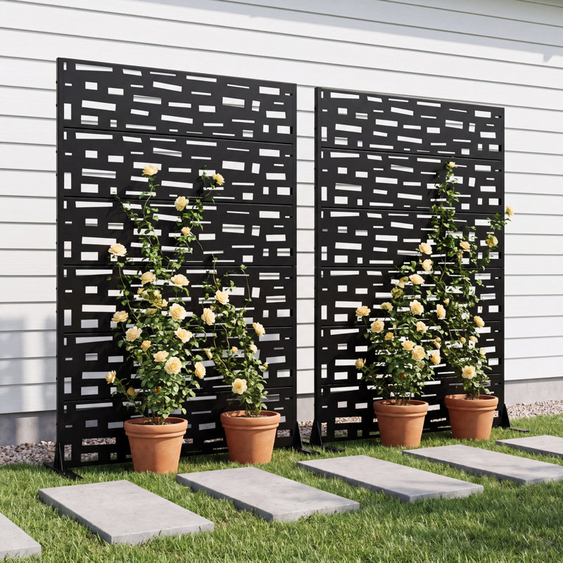 183cm H Freestanding Metal Room Divider Decorative Privacy Screen Garden Lattice Panel Trellis for Patio, Balcony, Backyard, Pool, Indoor Room