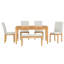 Ensemble de table de salle à manger 6 pièces avec table de rangement, ensemble de table de cuisine avec tiroir, banc de rangement et chaises rembourrées Farmhouse, naturel et beige Farmhouse
