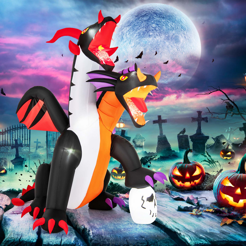 Décoration d'Halloween géante gonflable à 8 têtes de 8 pi avec 5 lumières DEL, 4 lumières clignotantes et 2 lumières disco