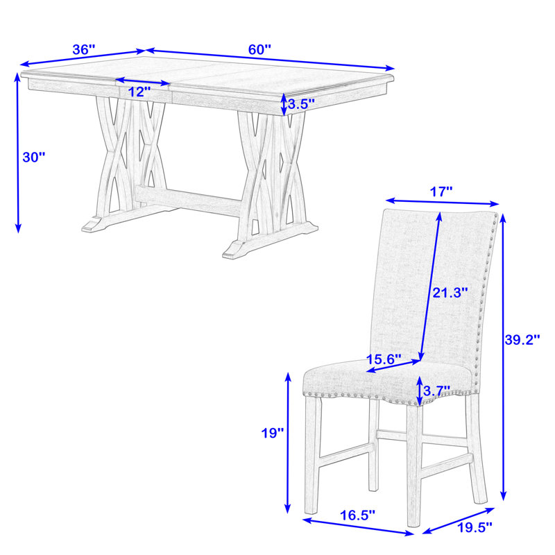 Jenaia 7 - Piece Dining Set, Extendable Kitchen Table Set with Upholstered Chairs