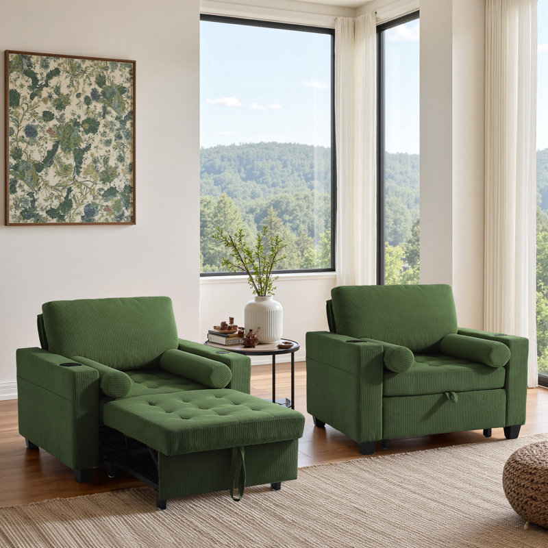 Upholstered Accent Chair, Green