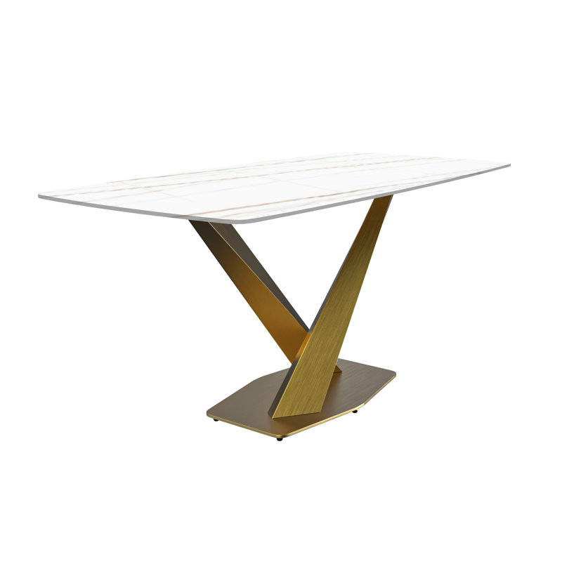 Kivah Metal Base Dining Table, White