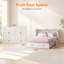 Grand lit escamotable avec station de charge et tiroirs de rangement, blanc