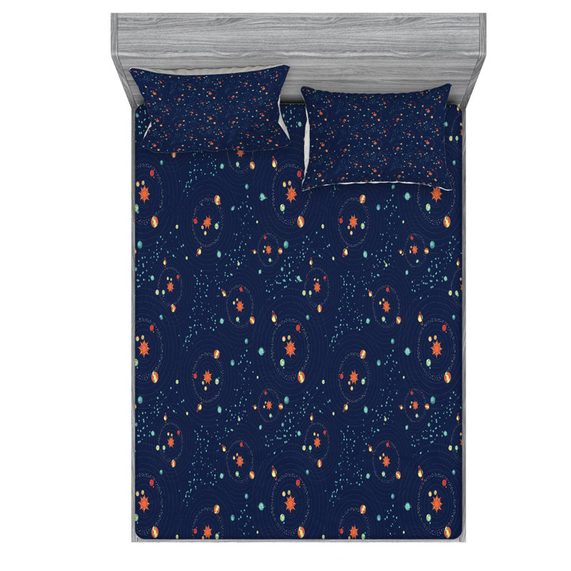 Microfiber Patterned Fitted Sheet, Queen Fitted Sheet with 2 Pillowcases