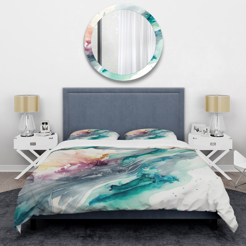 Ensemble de housse de couette en microfibre / polyester Celebrations In Turquoise Shades Of Blue III Bedding