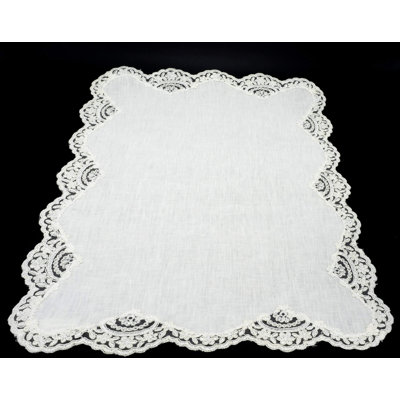 White Linen Placemats With Lace Borders , 16'''' X 22'''' Set Of 4