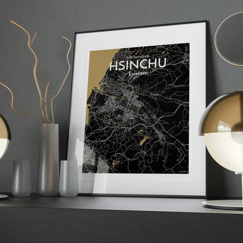 Hsinchu City Map In Luxe - No Frame Print, 20cm H x 16cm W x 0.05cm D