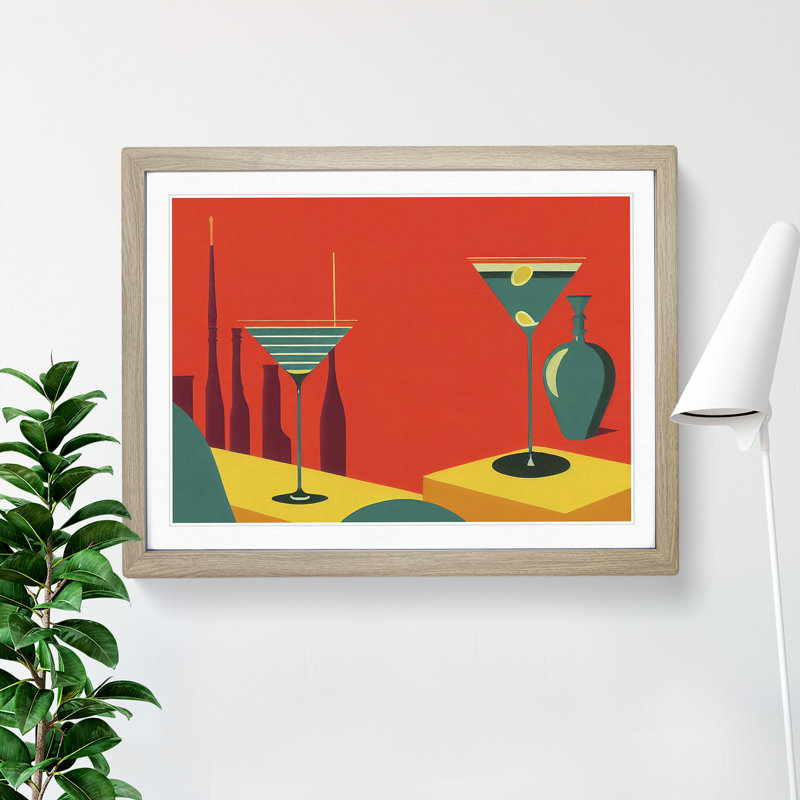 Retro Cocktail Vol.7 1 Piece Single Picture Frame Painting, 46cm H x 64cm W x 2cm D, Oak Framed