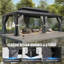 Pavillon de jardin en aluminium avec double toit, poteau en aluminium avec gouttière-123064473