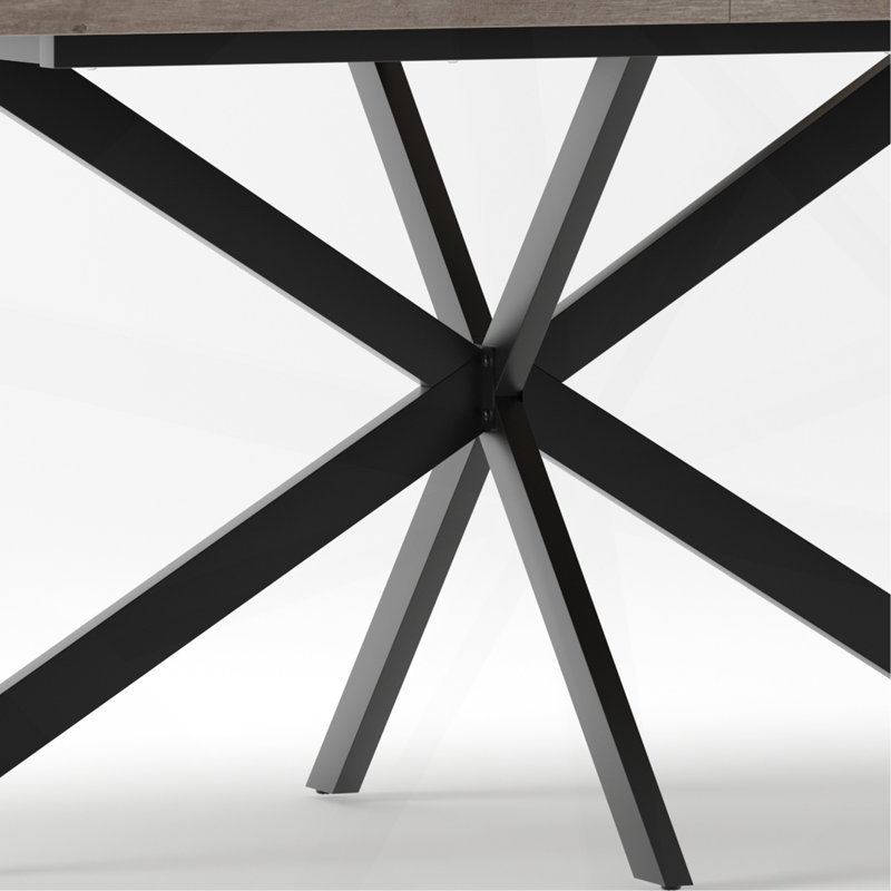 Table de salle à manger rectangulaire extensible rétro 140-180 cm avec coffre de rangement intégré et rallonge centrale gaufrée - Gris Carole