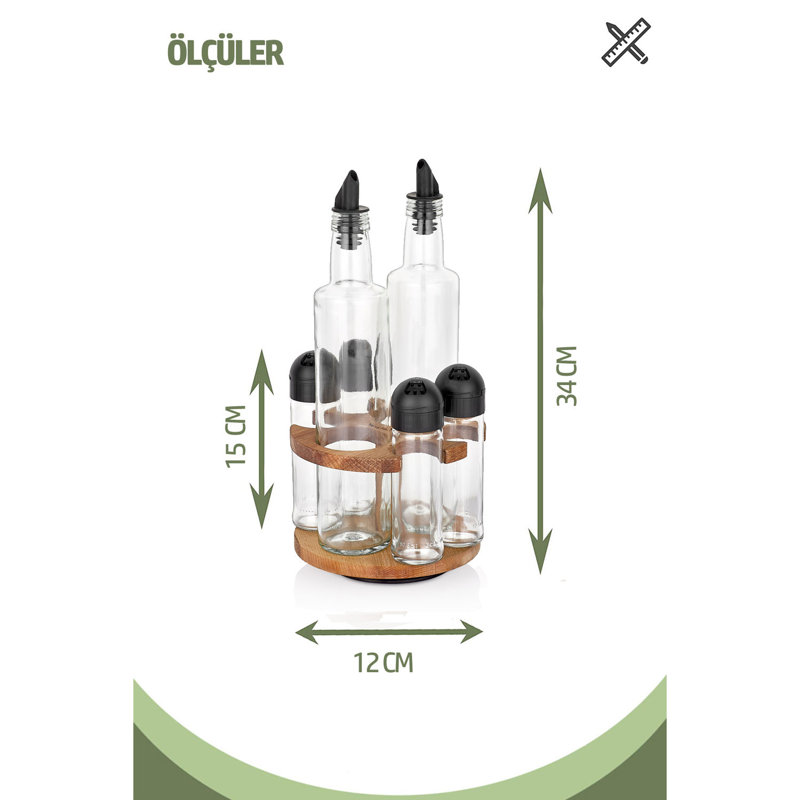 Freestanding Wood Spice Jar & Rack Set