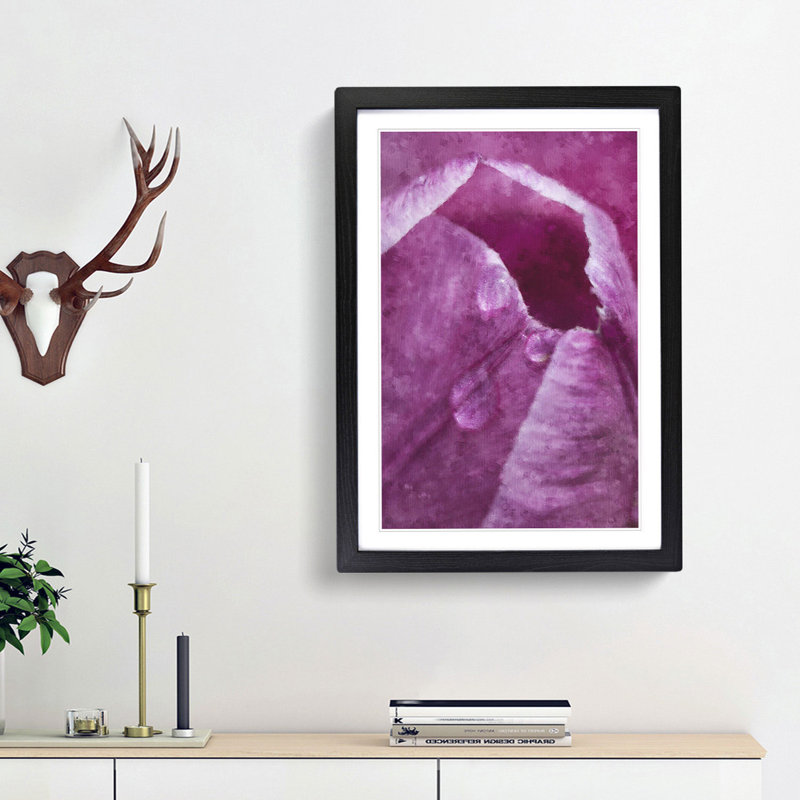 Petals of a Pink Tulip Painting 1 Piece Single Picture Frame Wall Art on MDF, 87cm H x 62cm W x 2cm D, Black Framed