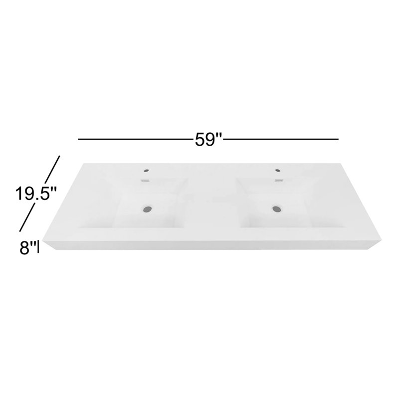Lavabo de salle de bain vasque rectangulaire en pierre blanche ultrabrillante avec trop-plein