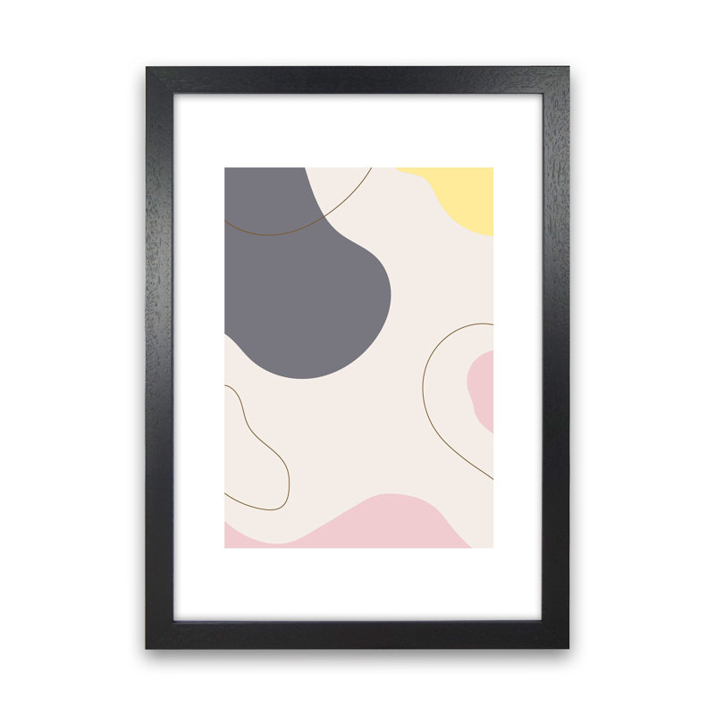 Mila Pink Abstract N17 - Print, 84cm H x 59.4cm W x 3cm D, Black Framed