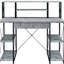 Bureau d'écriture noir + gris avec grand espace de travail et options de rangement - fonctionnel et élégant pour les bureaux-133140868-133140871