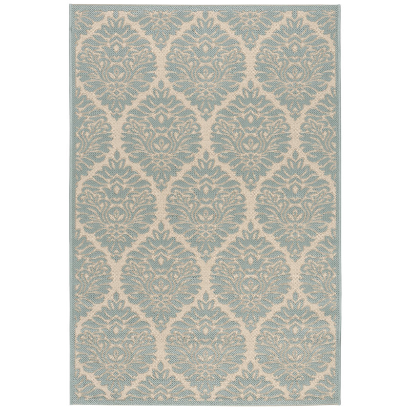 Kistler Hooked Indoor/ Outdoor Aqua Rug, Rectangle 91 x 152 cm