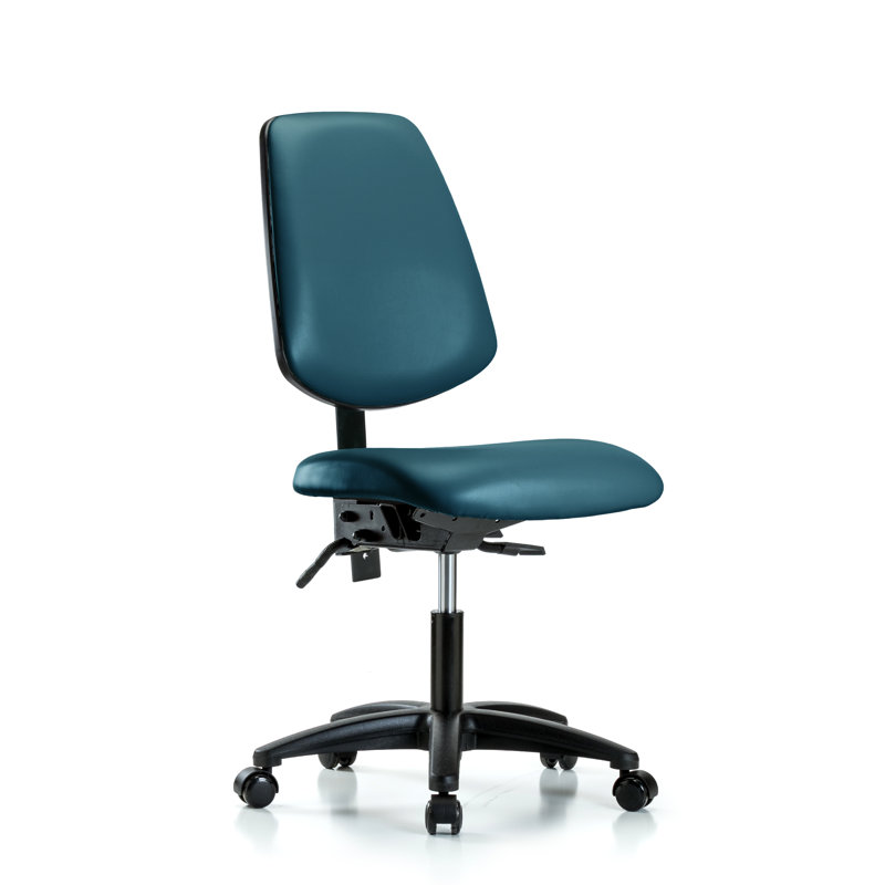 Chaise de travail en vinyle, Bleu marine, Inclinaison comprise, Patins