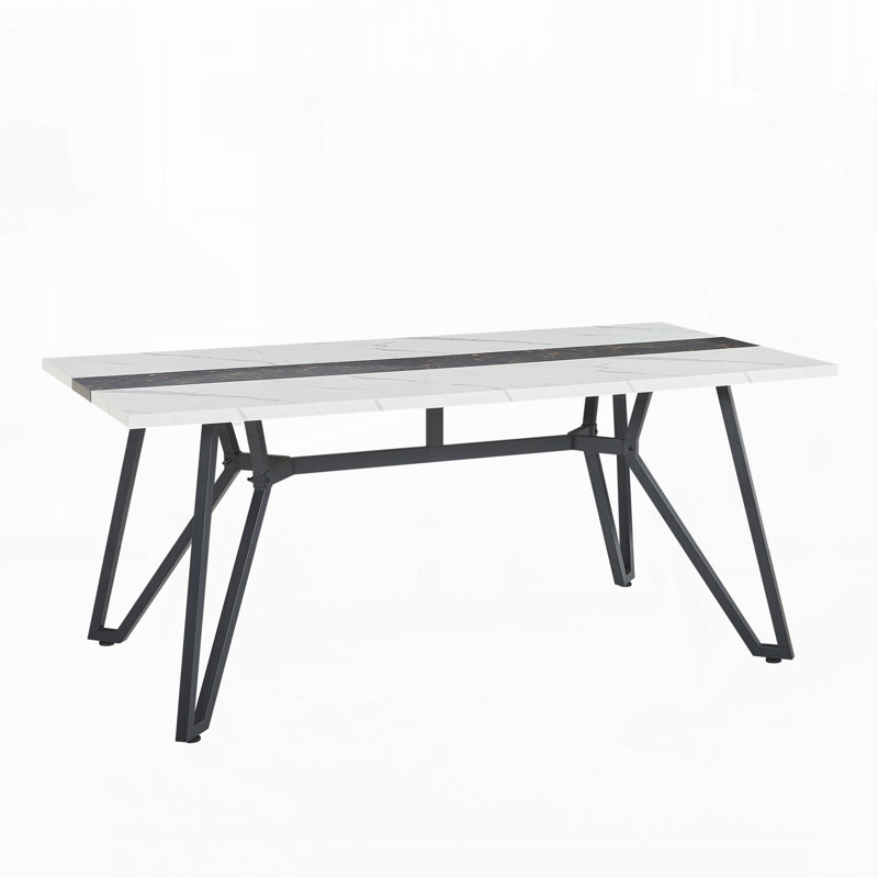 Grande table de salle à manger 70,9 po rectangulaire avec pieds réglables pour la cuisine, le salon et le bureau