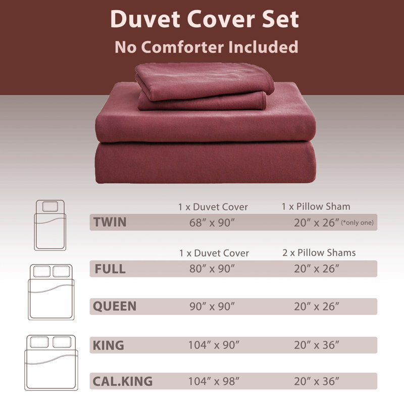 HOME BEDDING Jersey Cotton Duvet Cover Set, Queen Duvet Cover + 2 Standard Shams, Red