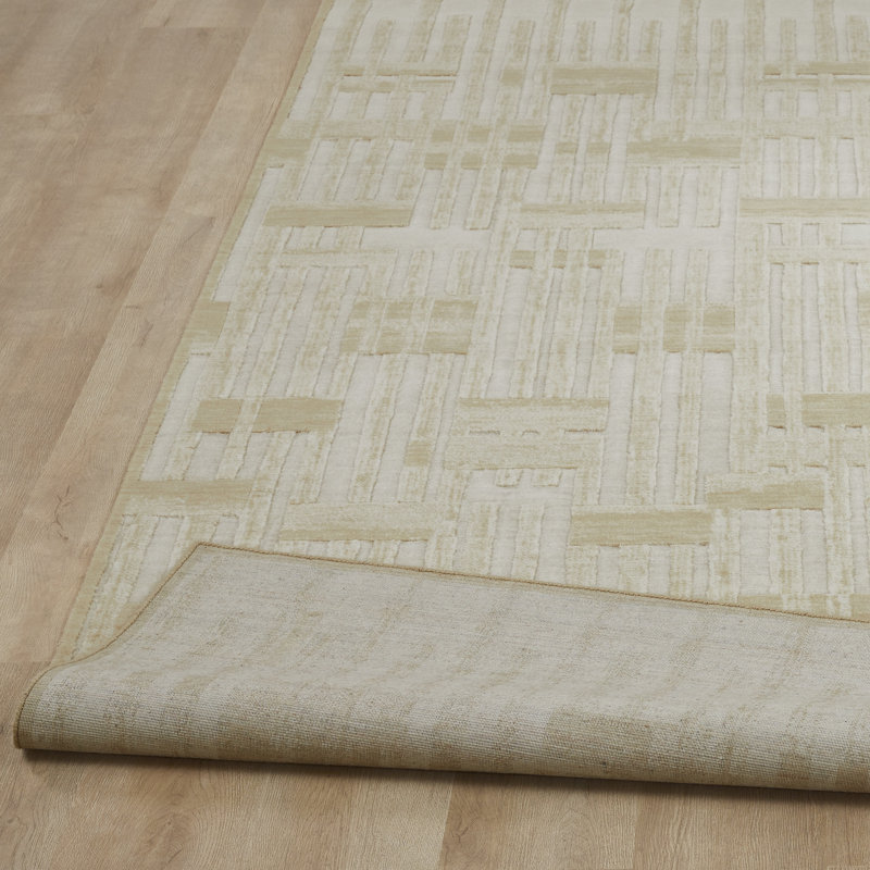 Wool Indoor Rug, Rectangle 5' x 7', Sand Tones/Cream