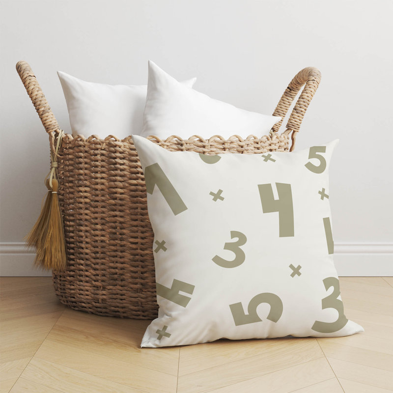 Coussin Numéros, H 16 po x l 16 po, Neutre / Beige