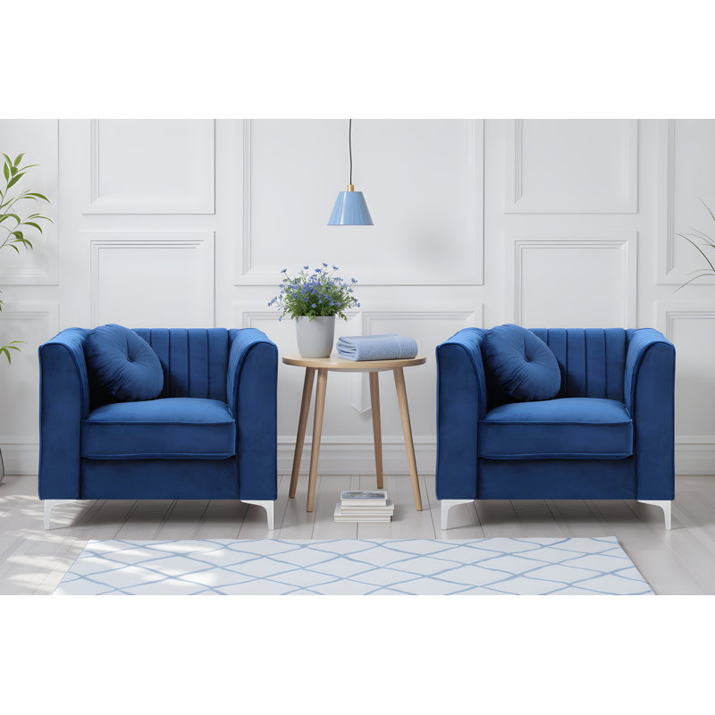 Chaise en velours de suède Tetouan, Marine, 2