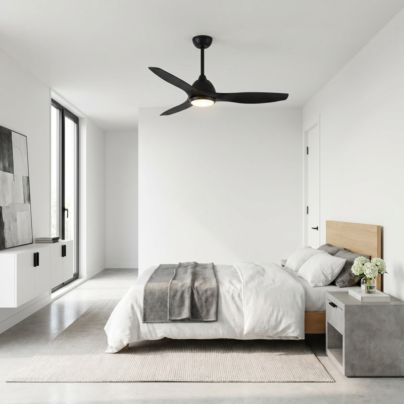 Avila LED Outdoor Downrod Ceiling Fan, Midnight Black