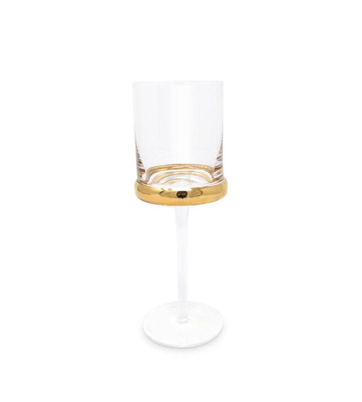 Verres à eau colorés avec anneau doré et tige transparente, 6 pièces, Bleu, 12 oz