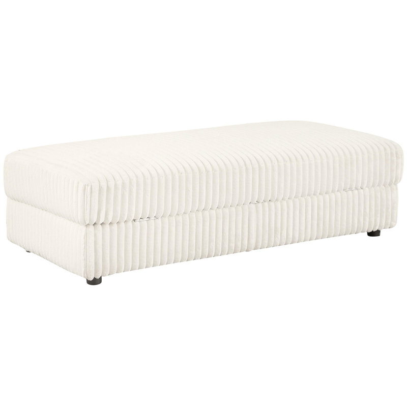Upholstered Rectangular Storage Ottoman Ivory