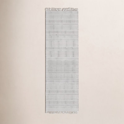 Charcoal Ivory Striped Hand-Woven Cotton Rug