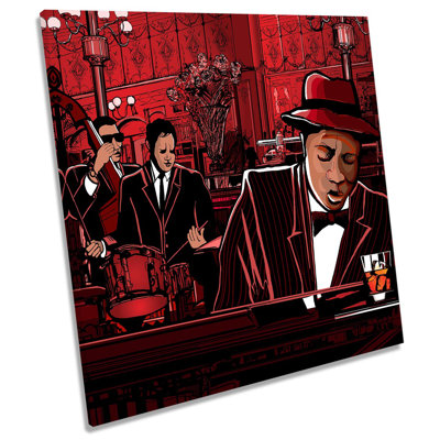 Z0175 Jazz Band Music Piano - Wrapped Canvas Print