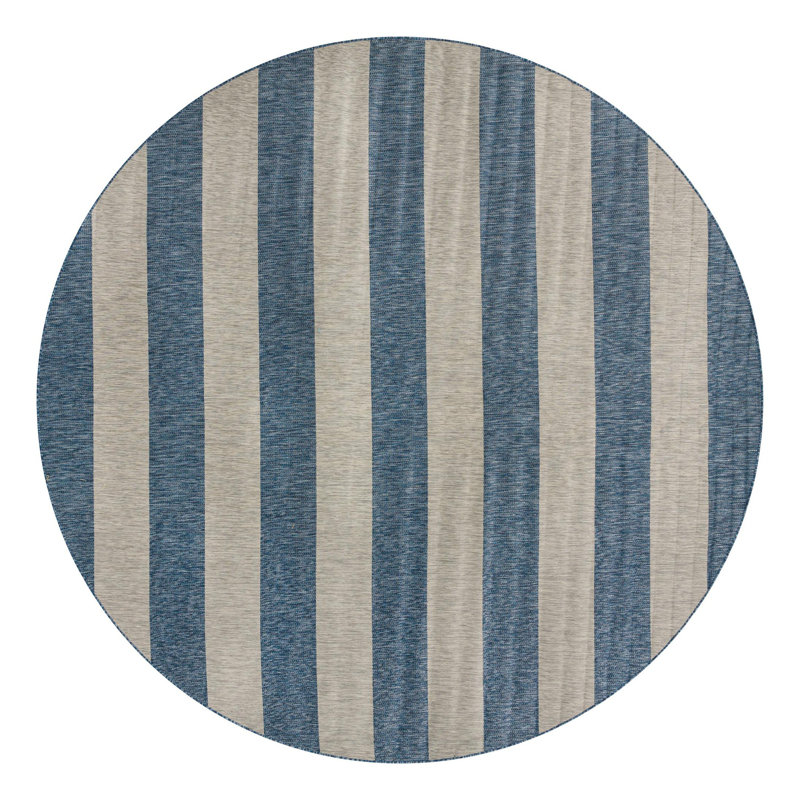 Simoes Striped Indoor / Outdoor Rug, Round 13'