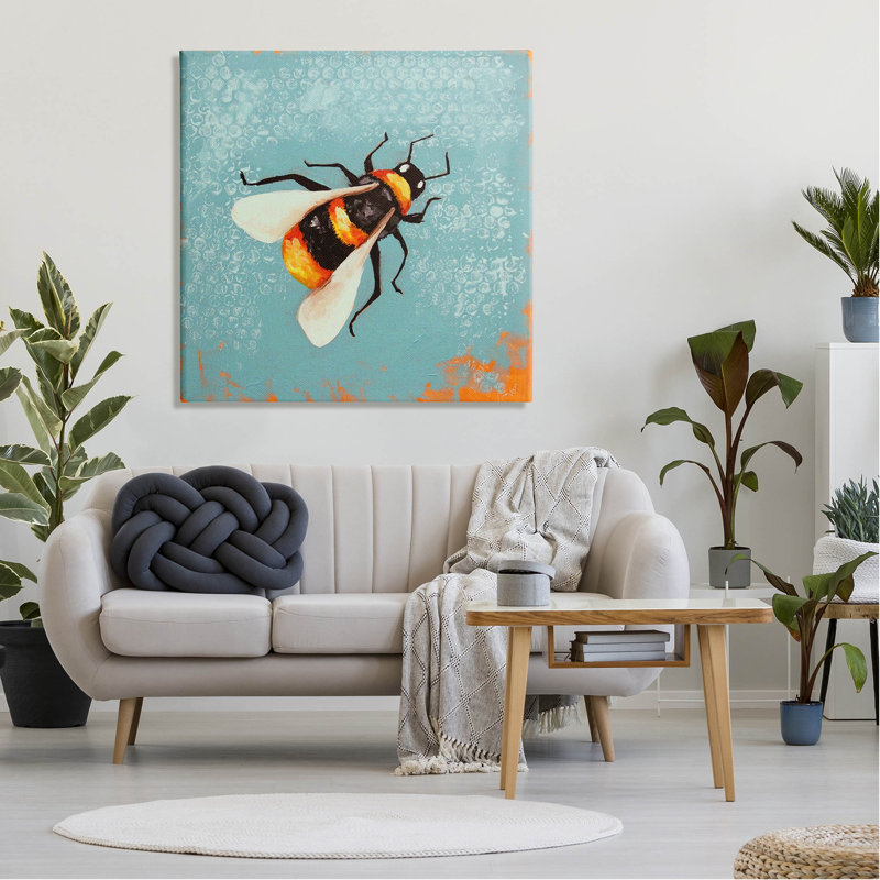 «Bumble Bee Blue Hive», art mural sur toile par Lucia Stewart, H 36 po x l 36 po x P 1,5 po