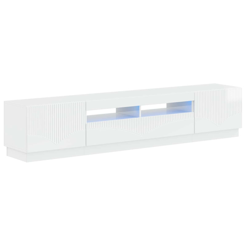 TV Stand, 40cm H x 198cm W x 35cm D, High Gloss White