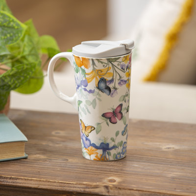 17oz Cottage Meadows Ceramic Travel Mug with Gift Box