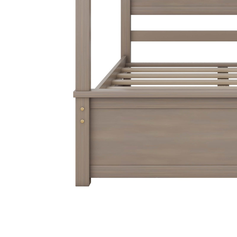 Lit plateforme double Harroll, Brun clair brossé