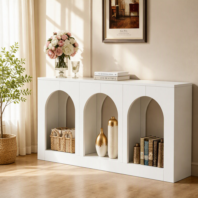 Table d'appoint, table d'entrée, console, Blanc, Blanc, Blanc