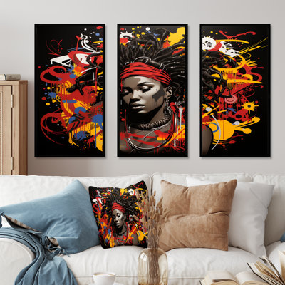 Rouge, jaune, jaune, Street Art, Portrait de femme II