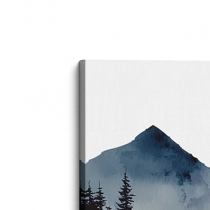 Ensemble de 3 impressions Misty Indigo Peaks, 18 po x 12 po, Toile tendue