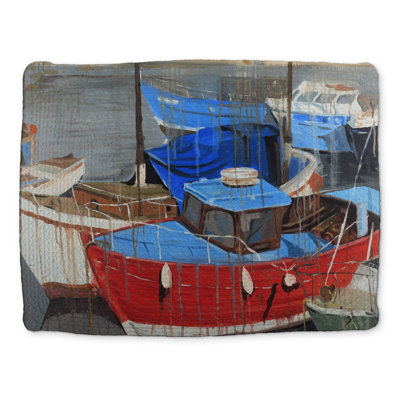 Napperon bleu côtier | Jour de pluie au quai | Décoration intérieure