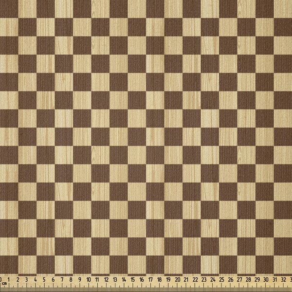 Checkered Fabric by The Yard, Empty Checkerboard Wooden Seem Mosaic Texture Image Chess Game Hobby Theme,Square East Urban Home