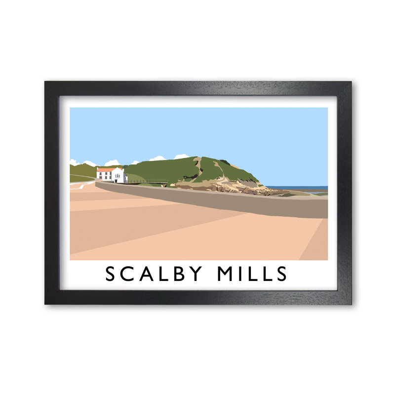 Scalby Mills by Richard O'Neill - Single Picture Frame Print, 59.4 cm H x 81.4 cm W, Black