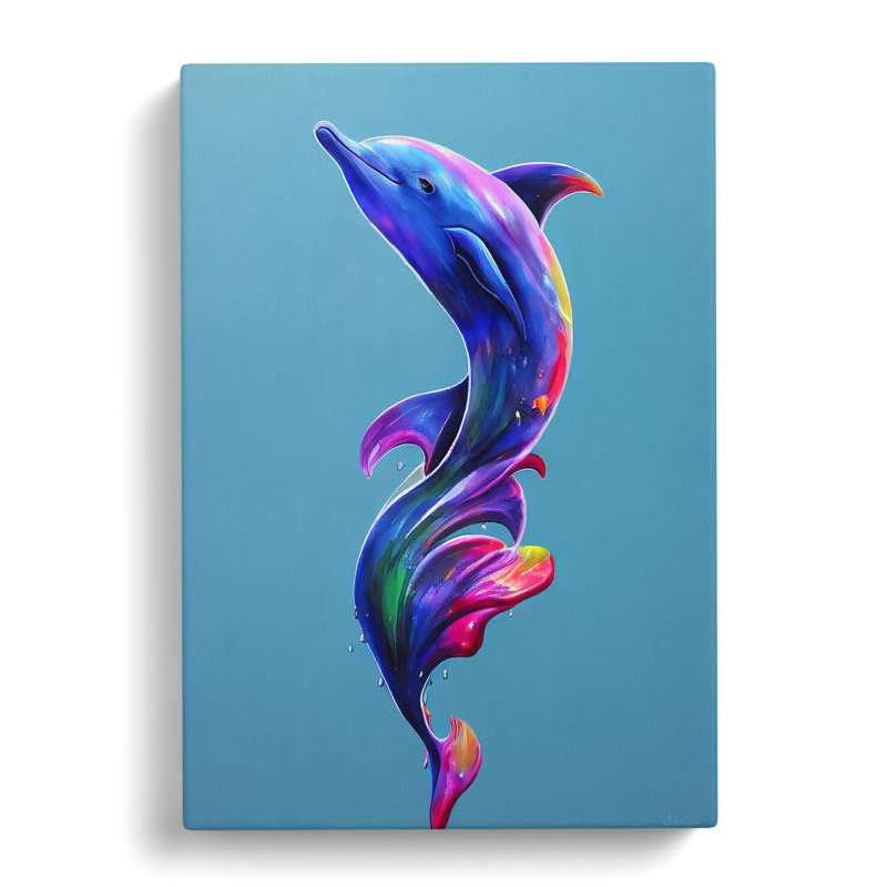 Dolphin Paint Splash No.1 - Wrapped Canvas, 50cm H x 35cm W x 3cm D