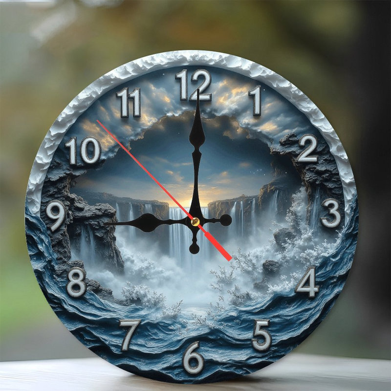 Sunset Waterfall Ocean Wall Clock