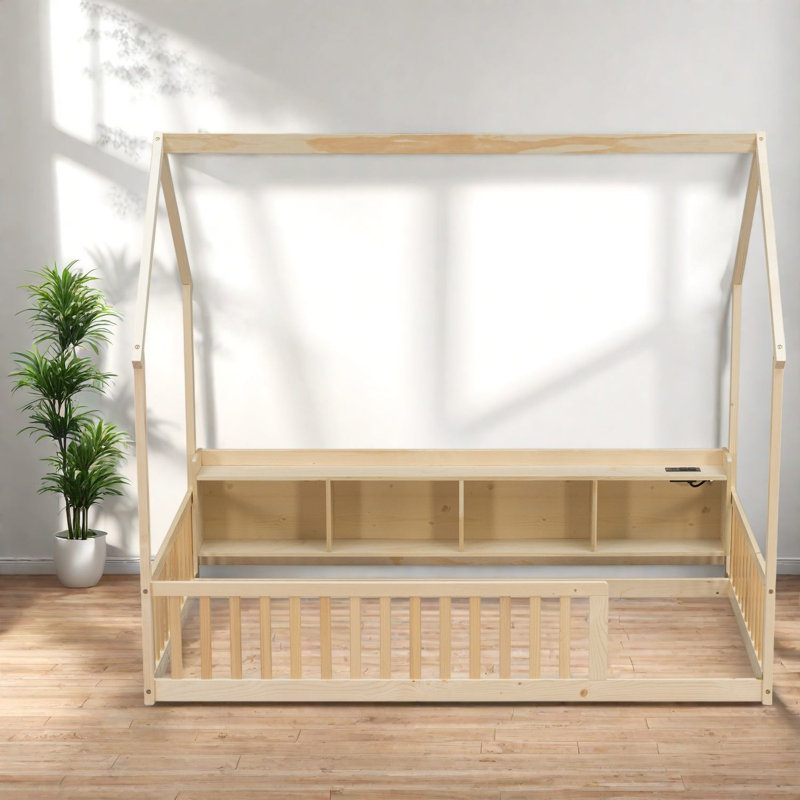 Lits de rangement, lit simple en bois de pin, maison de ferme pour enfants